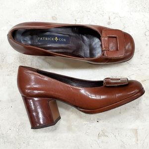Patrick Cox pumps block heels women's size EU 41 US 9.5 brown leather